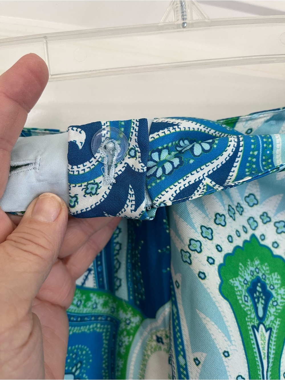 J. McLaughlin Silk Pants Blue Green Paisley Sz 8 Lined Flowy New - Picture 7 of 10